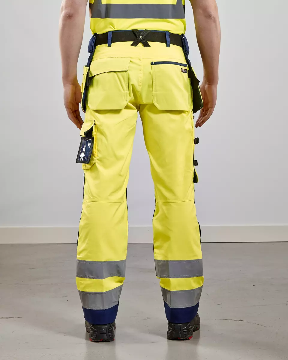 Blåkläder 156818113389, High Vis Craftsman Work Pants, Yellow/Navy Blue, image 6, gallery thumbnail