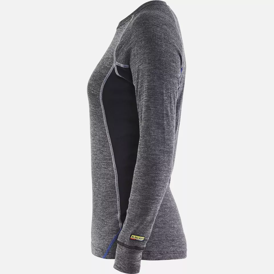 Blaklader 720017329699, Women's Merino Wool Warm Undershirt, Medium Grey/Black, image 3, gallery thumbnail