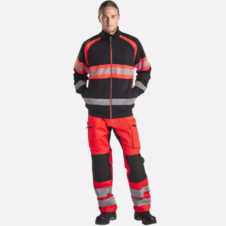 Blaklader 355111589955, High Vis Sweat Jacket, Black/High Vis Red, image 5, gallery thumbnail