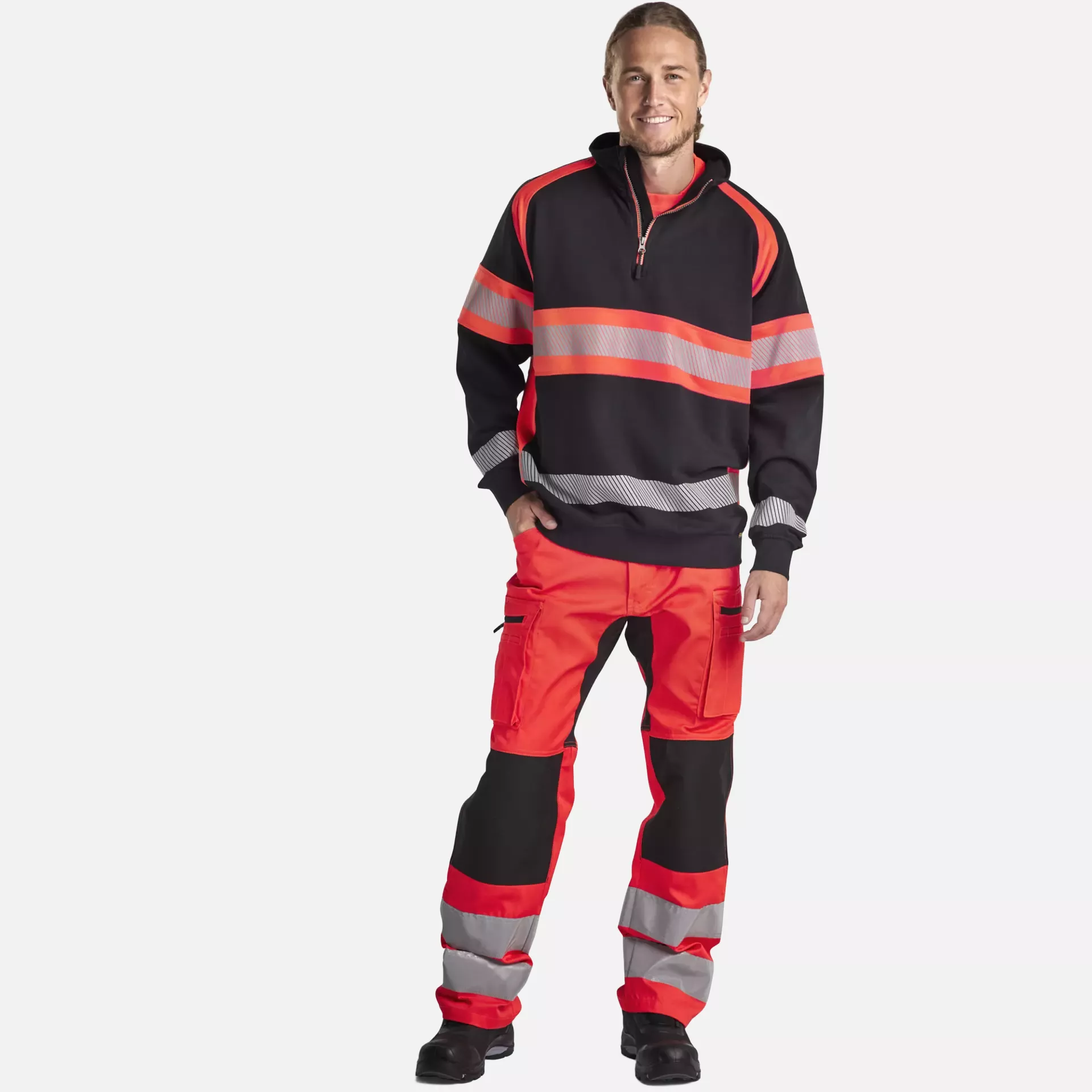 Blaklader 355311589955, High Vis Sweatshirt, Black/High Vis Red, image 5