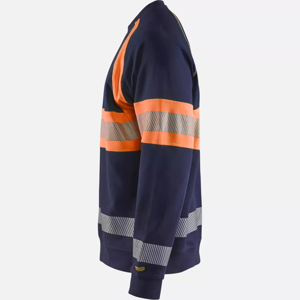 Blaklader 335911588953, High Vis Sweatshirt, Navy Blue/Orange, image 3, gallery thumbnail