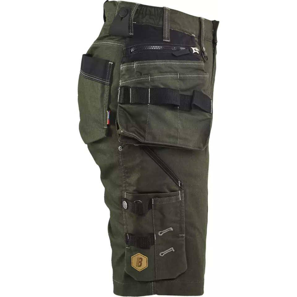 Blaklader 799211414298, X1900 Ladies Stretch Craftsman Shorts, Forest Green/Black, image 2, gallery thumbnail