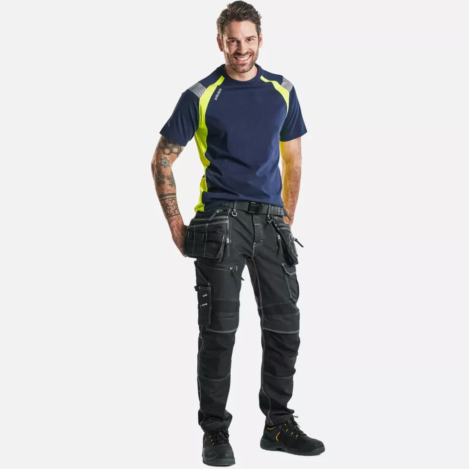 Blaklader 333210308833, T-Shirt, Navy/Yellow, image 5, gallery thumbnail