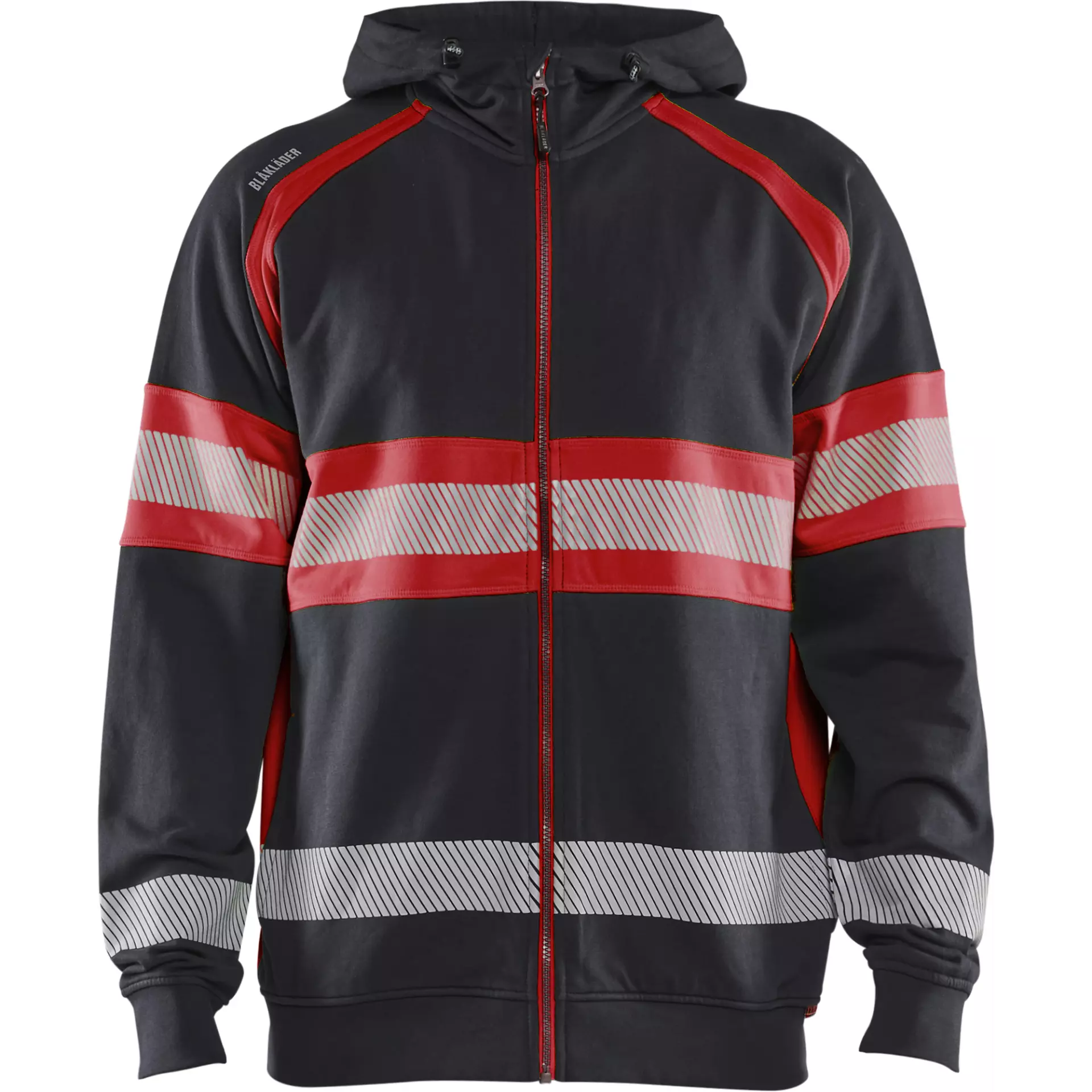 Blaklader 355211589955, High Vis Hooded Jacket, Black/High Vis Red, image 1