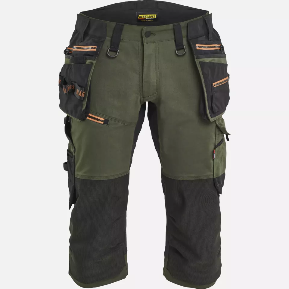 Blaklader 197711494240, STRIKER Stretch Pirate Shorts, Forest Green/Rust, image 1, gallery thumbnail