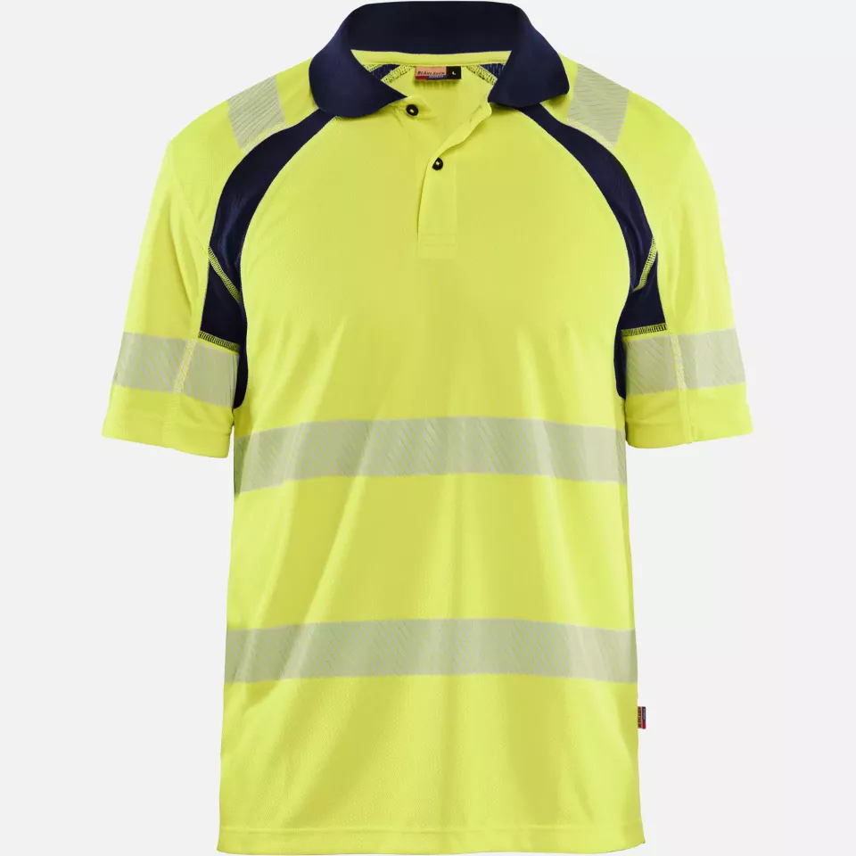 Blaklader 359510133389, High Vis UV Protection Polo Shirt, Yellow/Navy Blue, image 1, gallery thumbnail