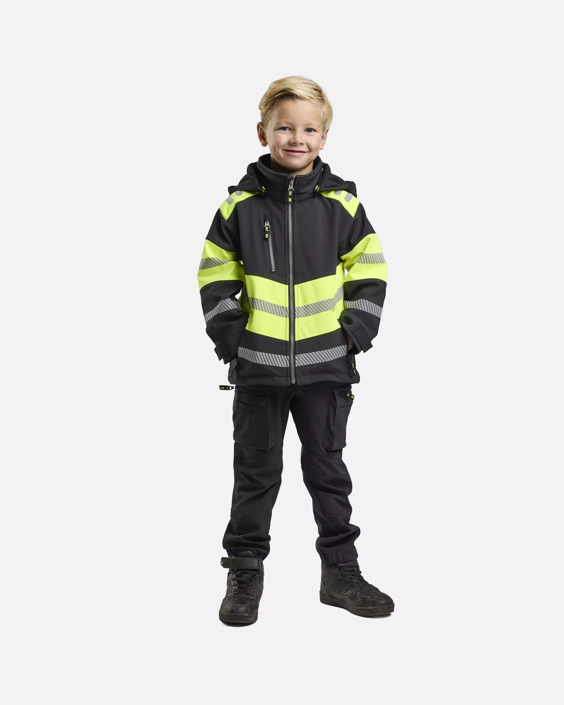 Blaklader 521125139933, Kids Softshell Jacket, Black/High Vis Yellow, image 5