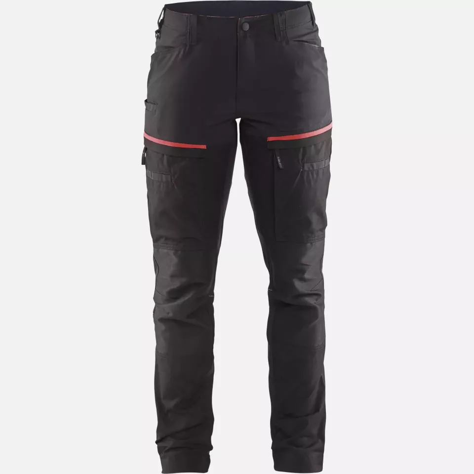 Blaklader 716618459956, Ladies Stretch Service Trousers, Black/Red, image 1, gallery thumbnail