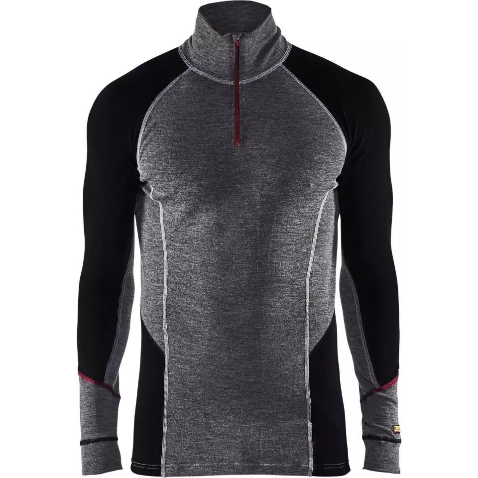 Blaklader 469917369699, XWARM Merino Wool Zip Undershirt, Medium Grey/Black, image 1, gallery thumbnail