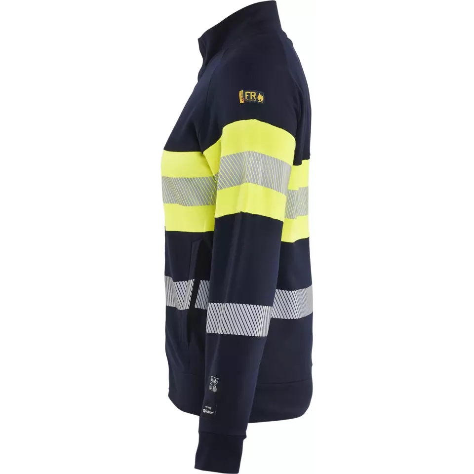 Blåkläder 347217628933, Ladies Multinorm high vis sweatshirt with zipper, navy blue/ yellow, image 3, gallery thumbnail