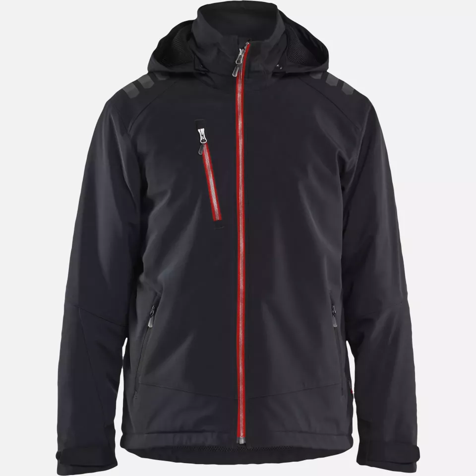 Blaklader 475025139956, Lightly Lined Softshell Winter Jacket, Black/Red, image 1, gallery thumbnail