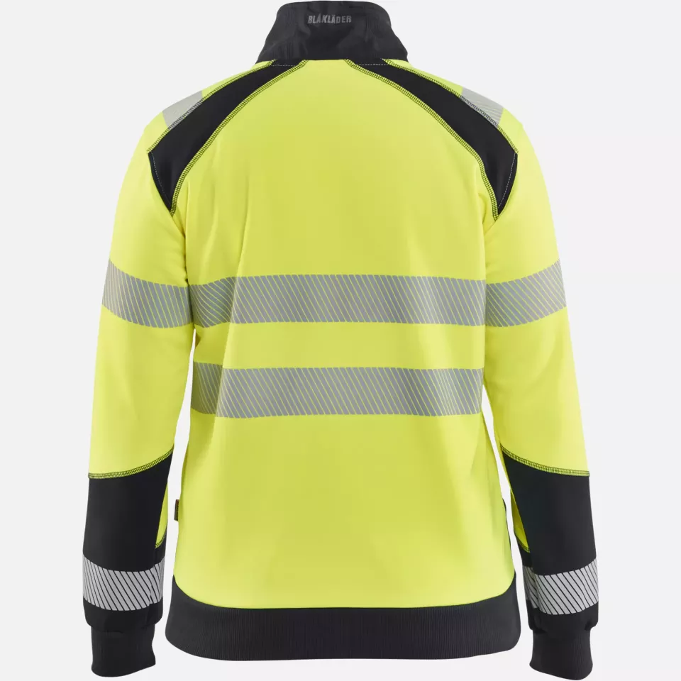 Blaklader 350825283399, High Vis Ladies Zip Sweatshirt, Yellow/Black, image 4, gallery thumbnail
