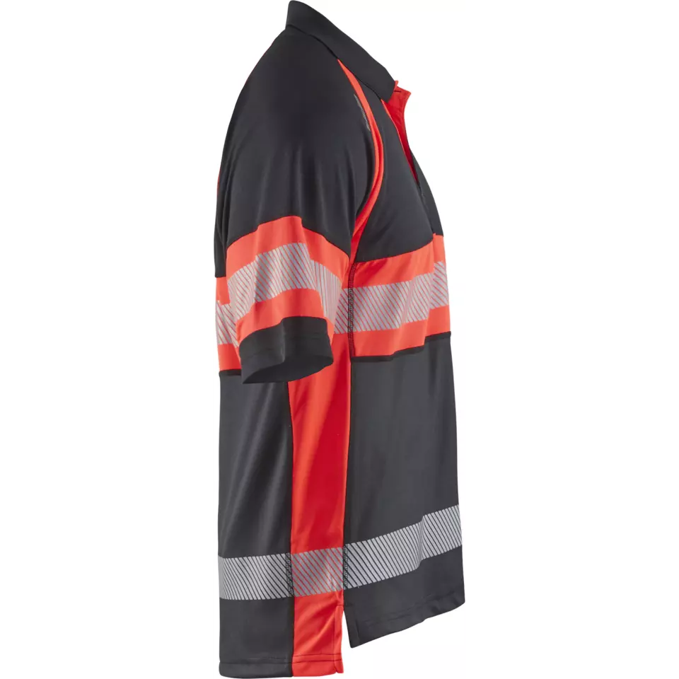 Blaklader 333810519955, High Vis UV Protection Polo Shirt, Black/High Vis Red, image 2, gallery thumbnail