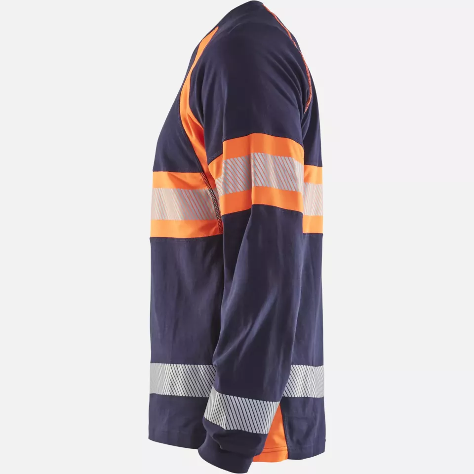 Blaklader 351010308853, Long Sleeve High Vis Shirt, Navy Blue/Orange, image 3, gallery thumbnail