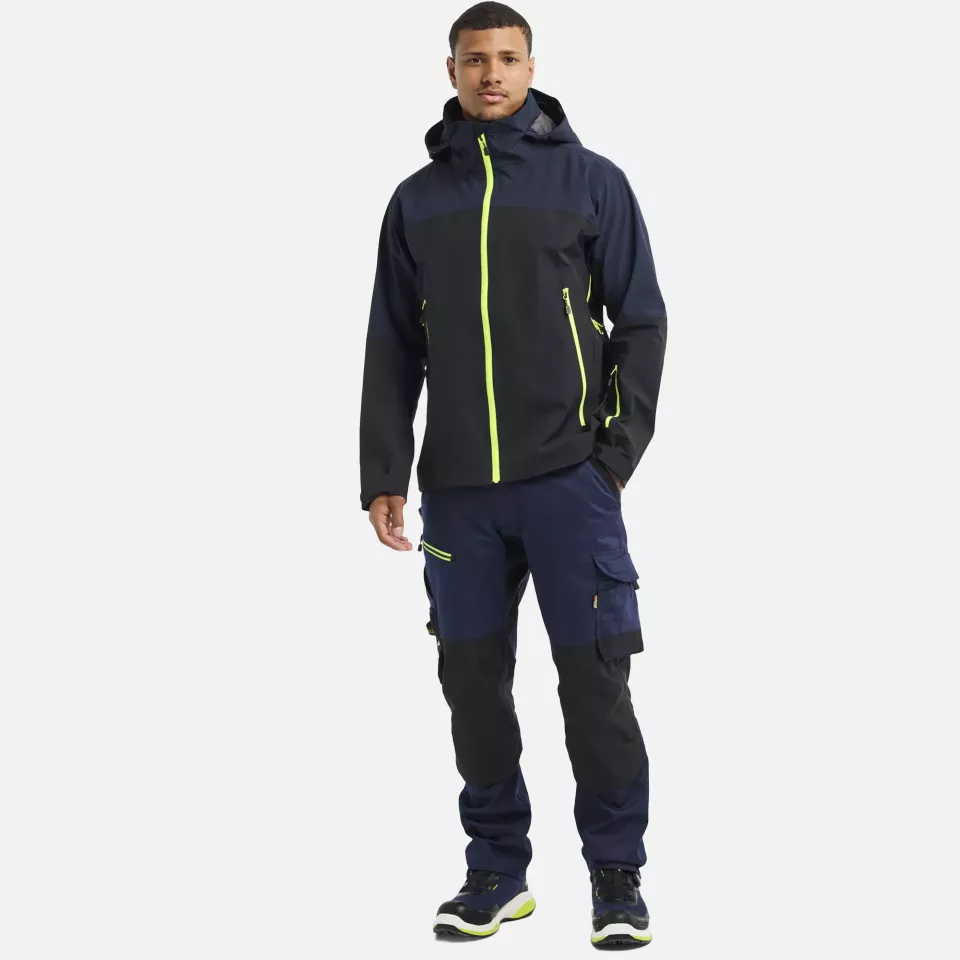 Blaklader 498019168633, Striker Shell Jacket Stretch, Dark Navy/High Vis Yellow, image 6, gallery thumbnail