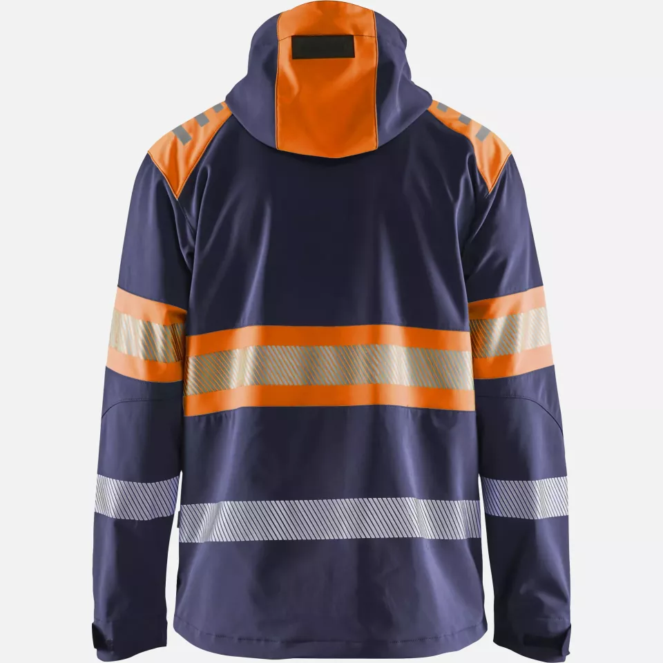 Blaklader 449425138953, High Vis Softshell Jacket, Navy/Orange, image 4, gallery thumbnail