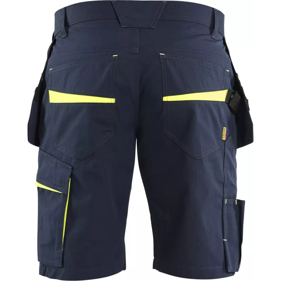 Blaklader 149413308633, Shorts mit Nageltaschen, Dunkel Marineblau/Gelb, image 4, gallery thumbnail