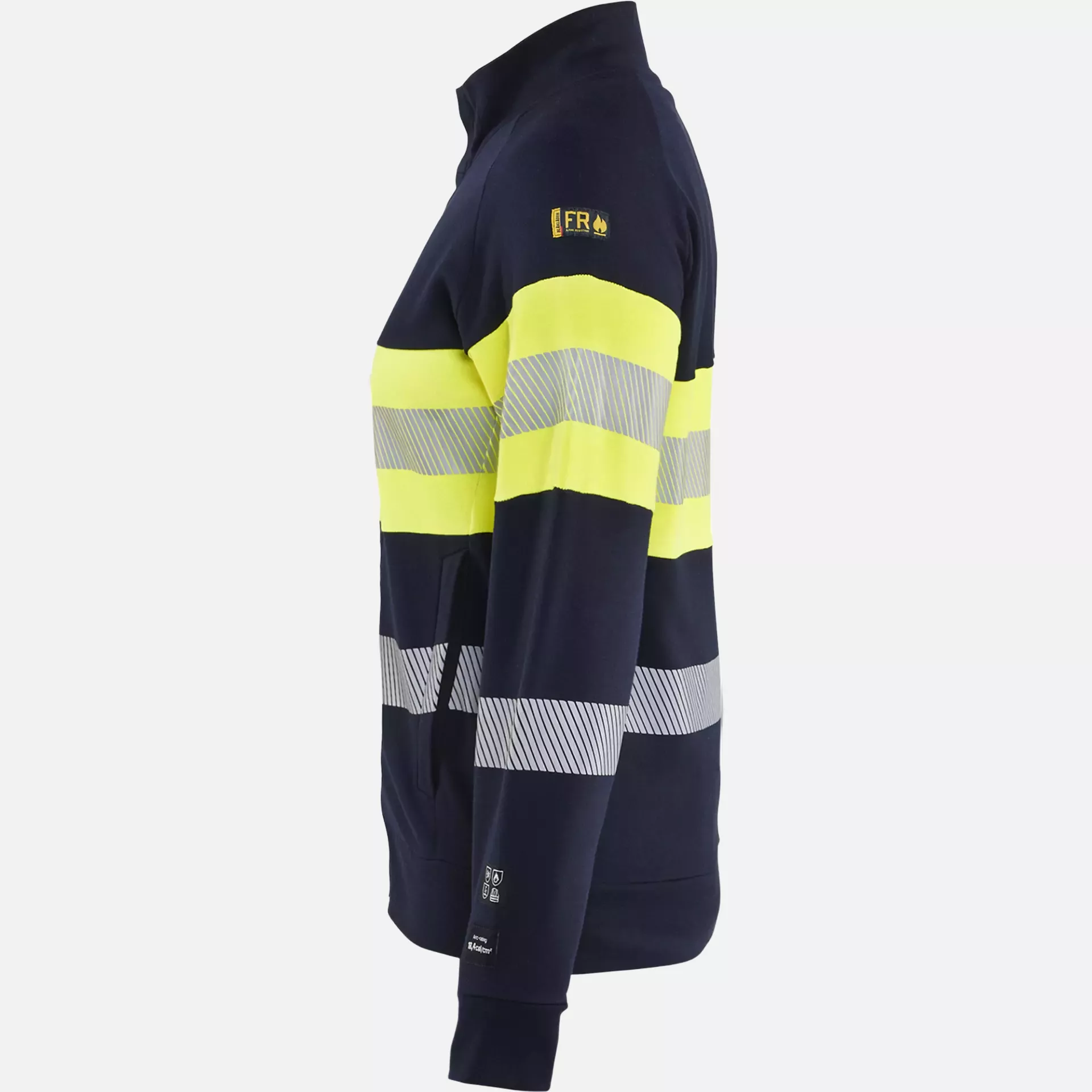 Blaklader 347217628933, Ladies Multinorm High Vis Sweatshirt with Zipper, Navy/Yellow, image 3