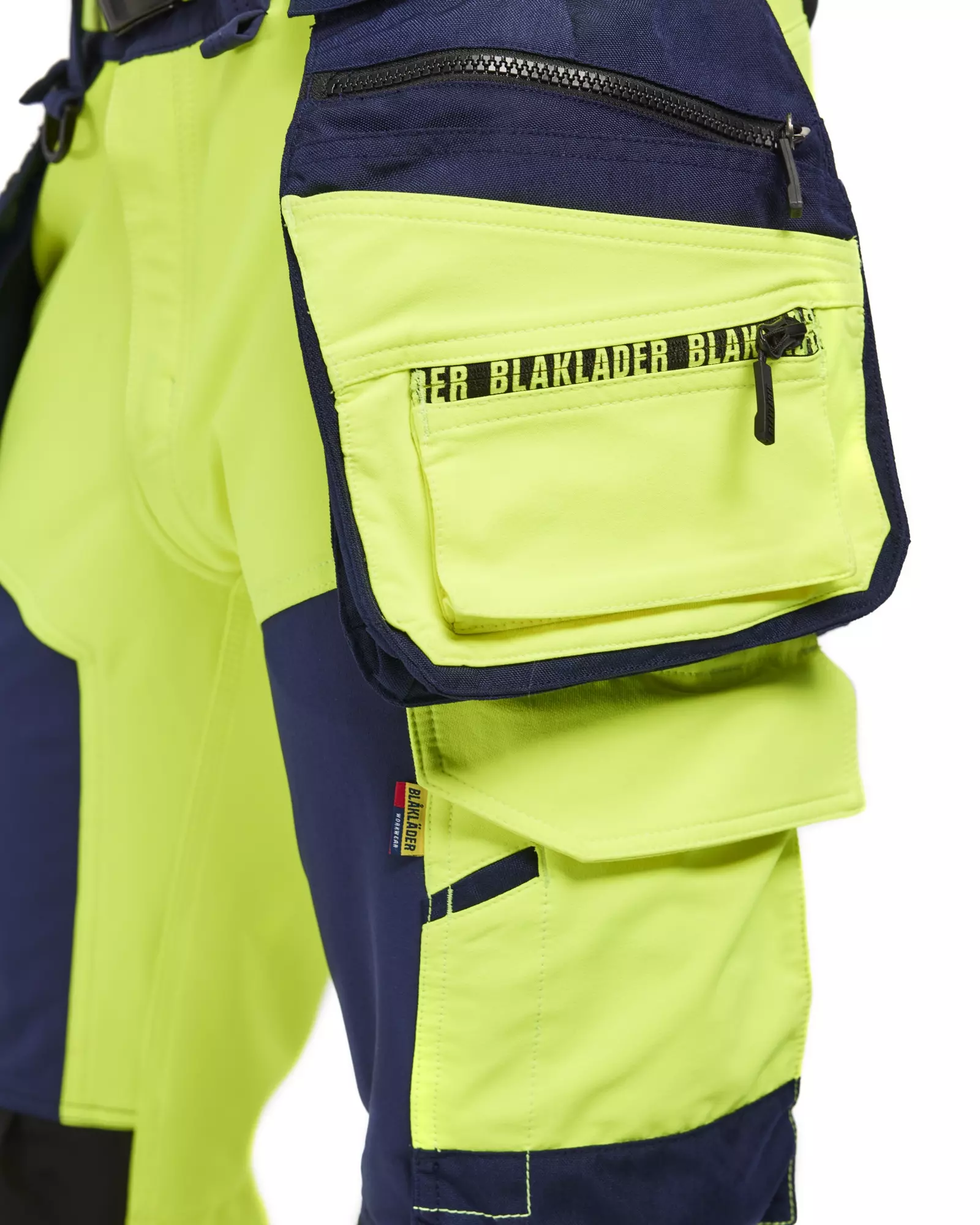 Blaklader 702216483389, High Vis Ladies 4-Way Stretch Trousers, Yellow/Navy Blue, image 10