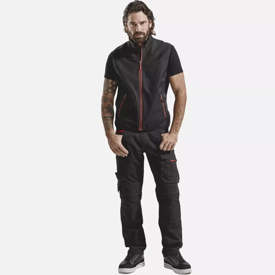 Blaklader 385025169956, Softshell Vest, Black/Red, image 3, gallery thumbnail