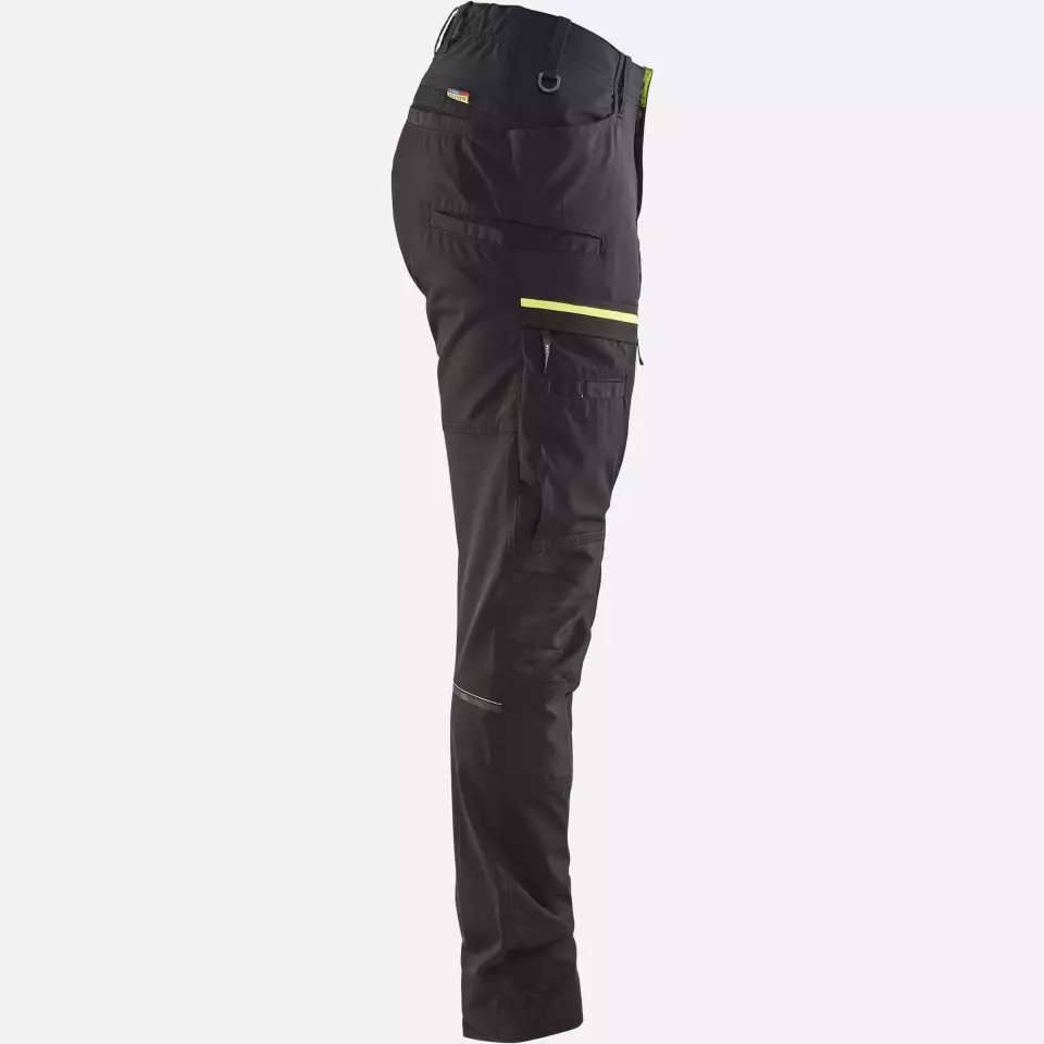 Blaklader 716618459933, Ladies Stretch Service Trousers, Black/Yellow, image 2, gallery thumbnail