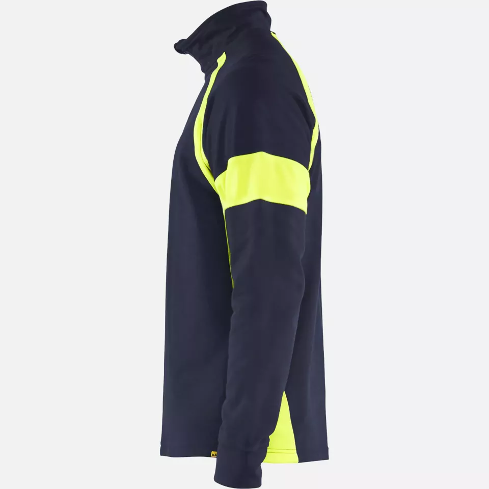 Blaklader 355011588933, Sweatshirt with High Vis Inserts, Navy/ Yellow, image 3, gallery thumbnail