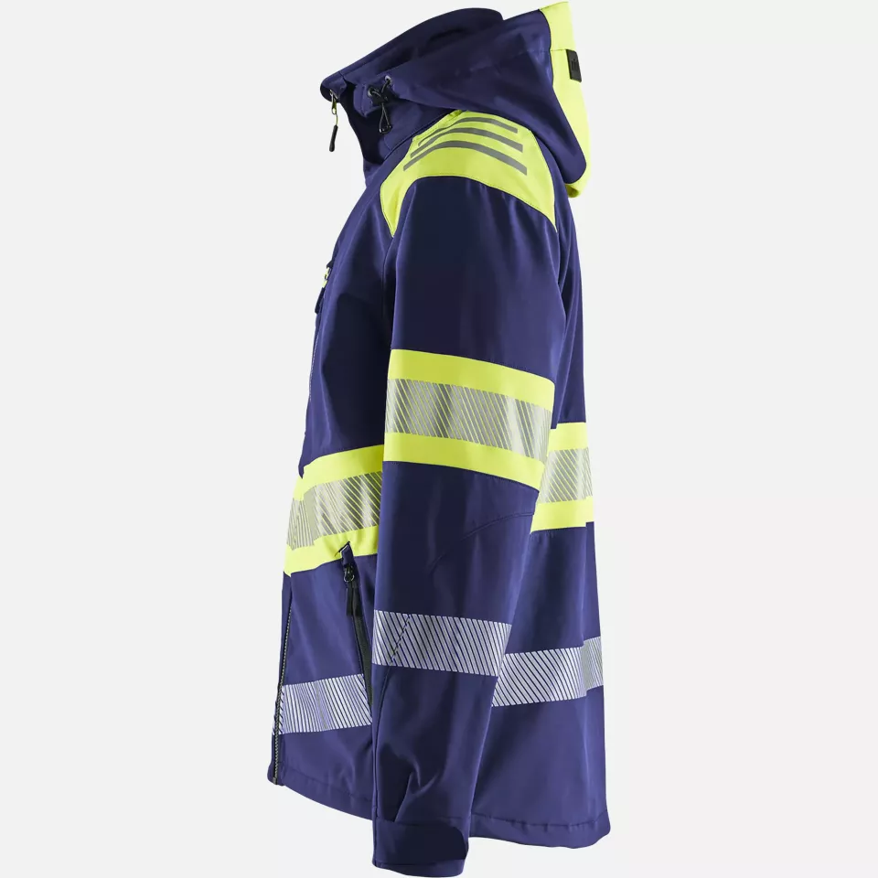 Blaklader 449425138933, High Vis Softshell Jacket, Navy/ Yellow, image 3, gallery thumbnail
