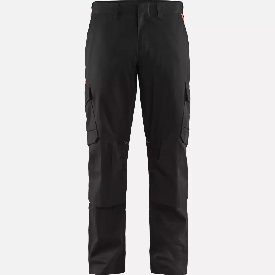 Blaklader 144818329956, Industrie Stretch Arbeitshose mit Kniepolstertaschen, Schwarz/Rot, image 1, gallery thumbnail