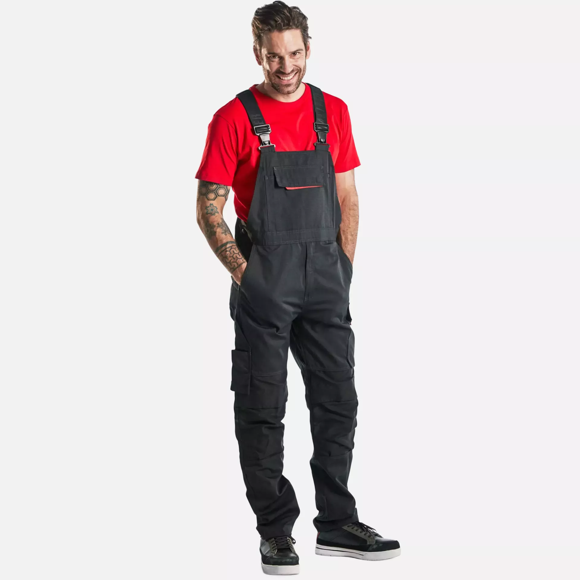 Blaklader 269513309956, Stretch Bib and Brace, Black/Red, image 4