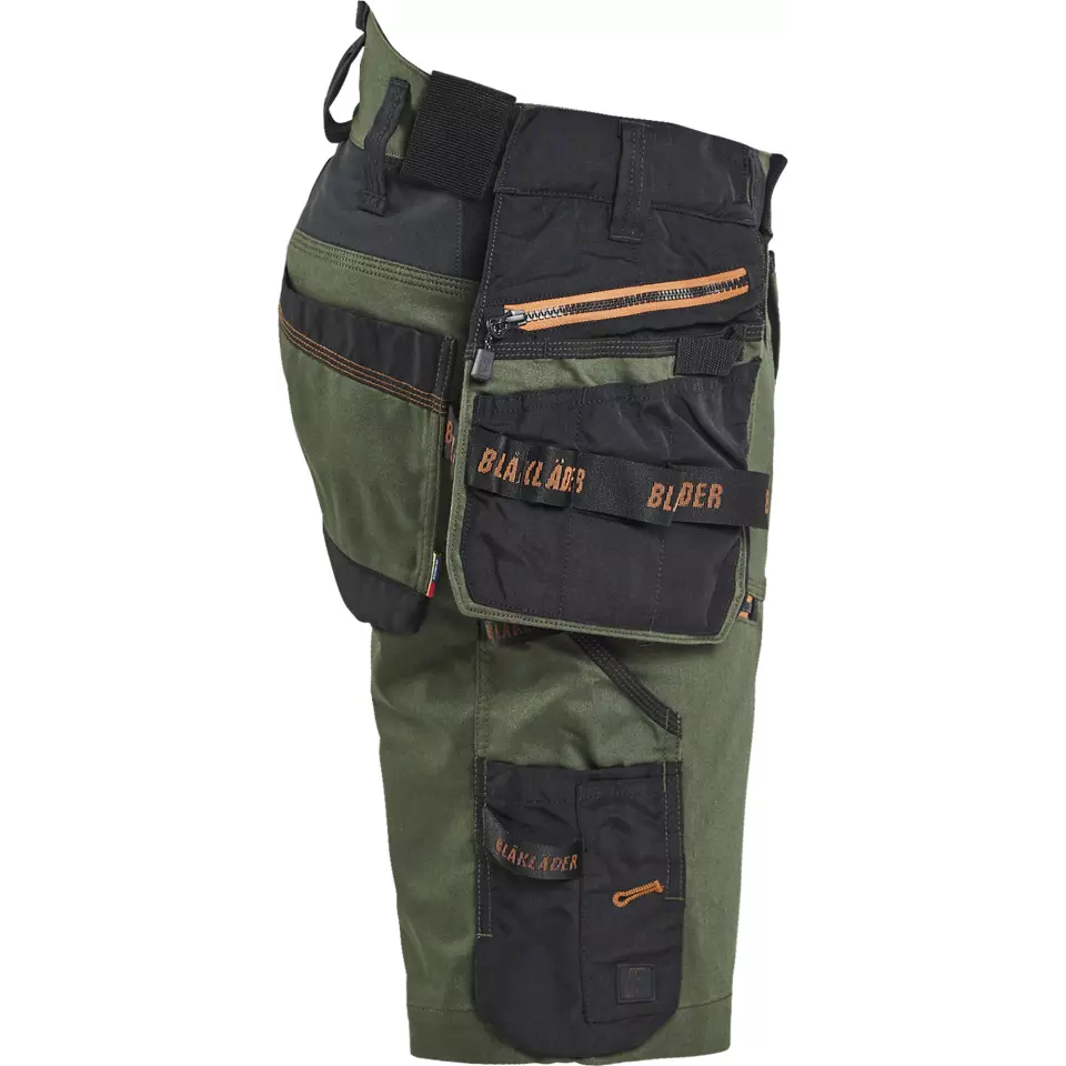 Blaklader 197211494240, STRIKER Stretch Craftsman Shorts, Forest Green/Rust, image 2, gallery thumbnail