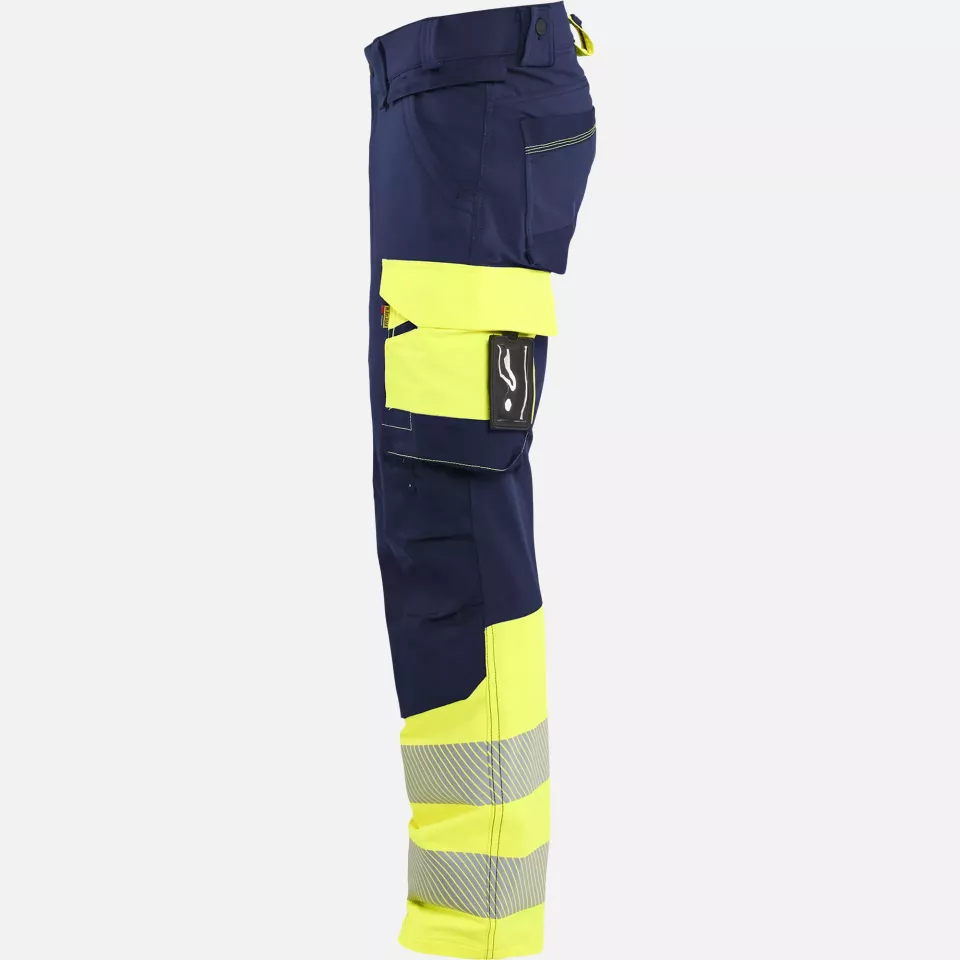 Blaklader 112616488933, Hi-Vis Work Trousers 4-Way Stretch, Navy/Hi-Vis Yellow, image 3, gallery thumbnail