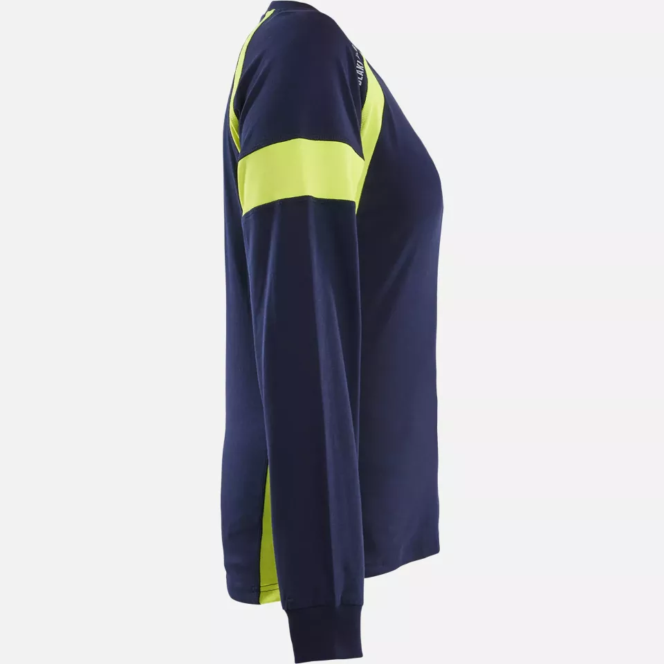 Blaklader 352110308833, High Vis Women's Long Sleeve T-Shirt, Navy Blue/Yellow, image 2, gallery thumbnail