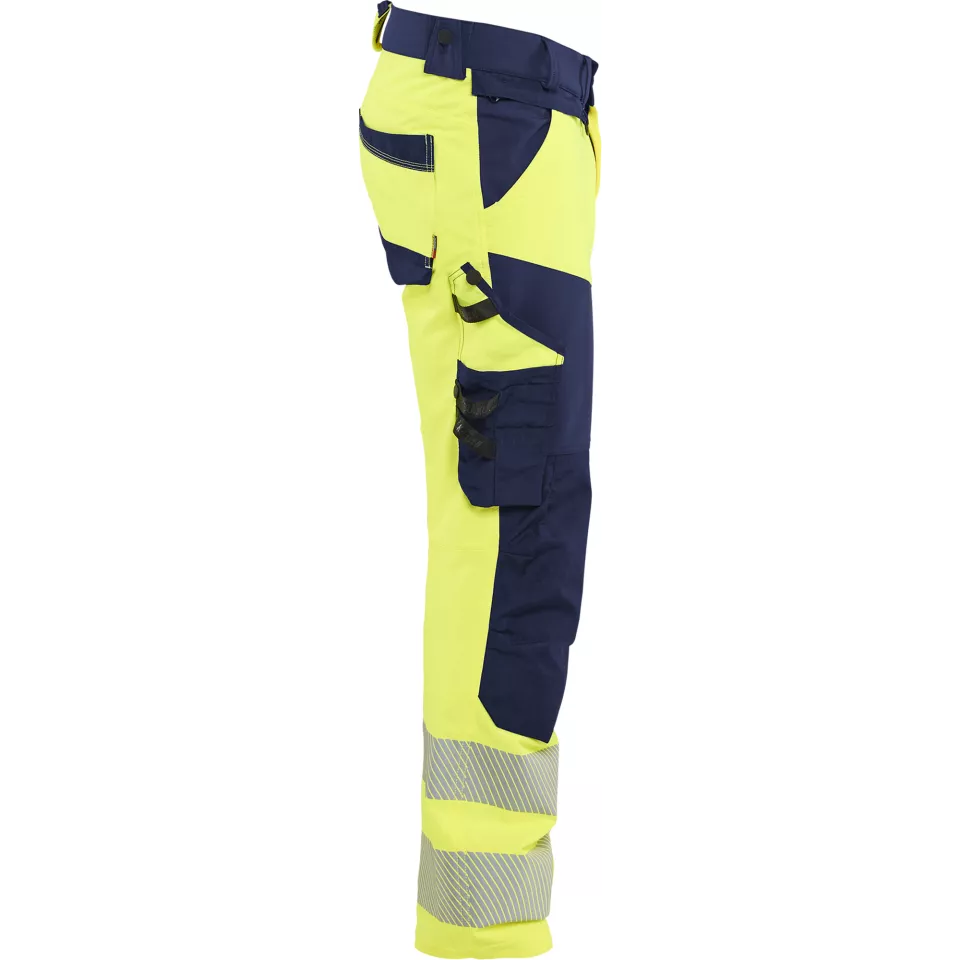 Blaklader 112416483389, Hi-Vis Work Trousers 4-Way Stretch, Hi-Vis Yellow/Navy Blue, image 2, gallery thumbnail