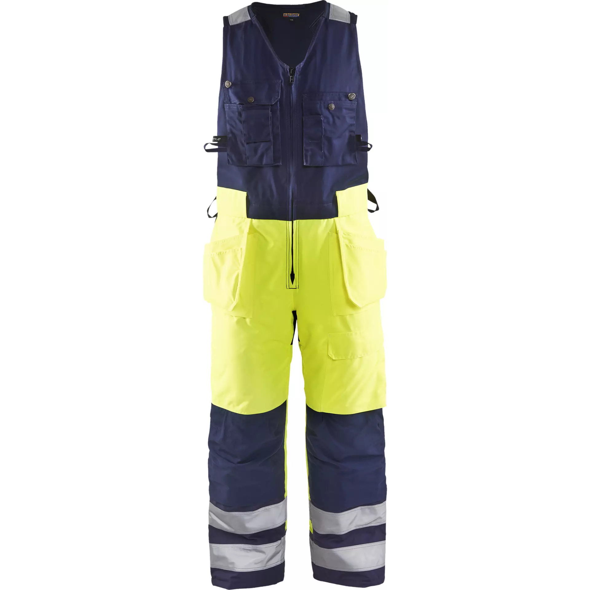 Blaklader 850419773389, High Vis Sleeveless Coverall, Yellow/Navy Blue