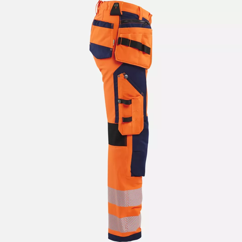 Blaklader 719716425389, High Vis Ladies 4-Way Stretch Work Trousers, Orange/Navy, image 2, gallery thumbnail
