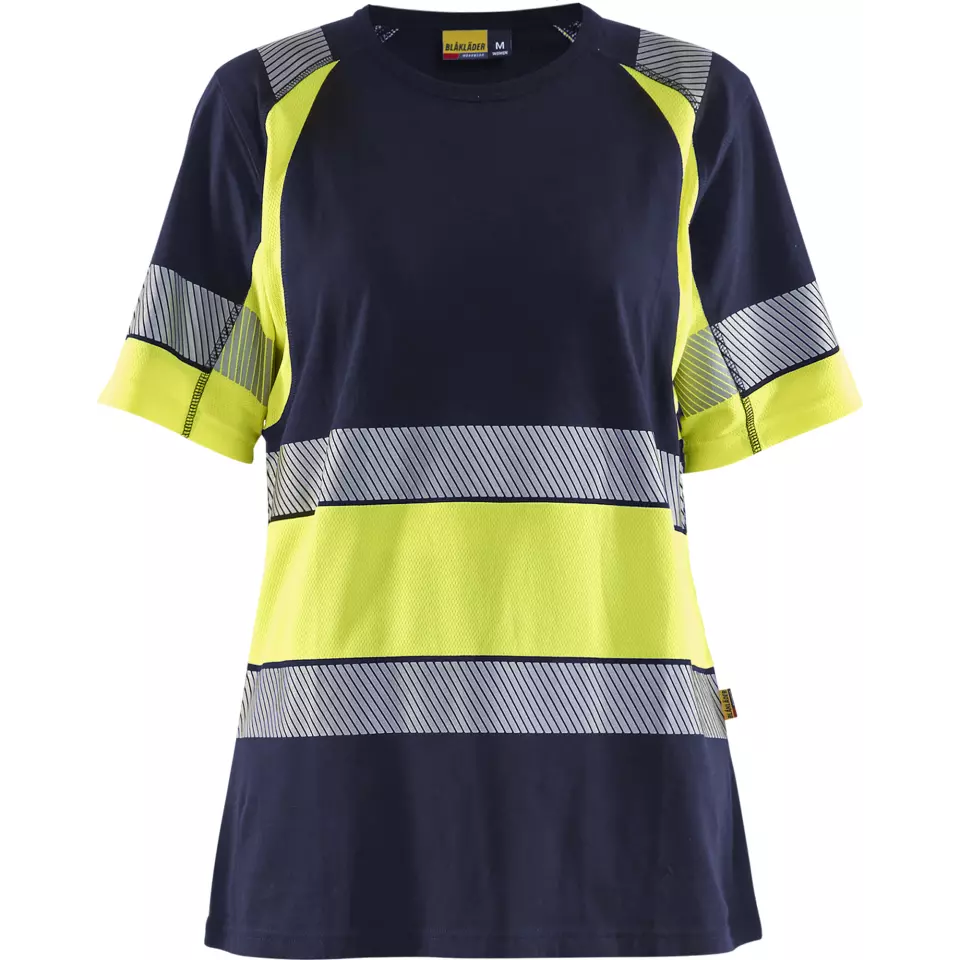 Blåkläder 341010308833, High Vis Women's T-Shirt, Navy Blue/Yellow, image 1, gallery thumbnail