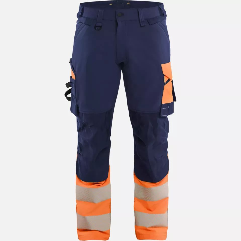 Blaklader 112616488953, Hi-Vis Work Trousers 4-Way Stretch, Navy/Orange, image 1, gallery thumbnail