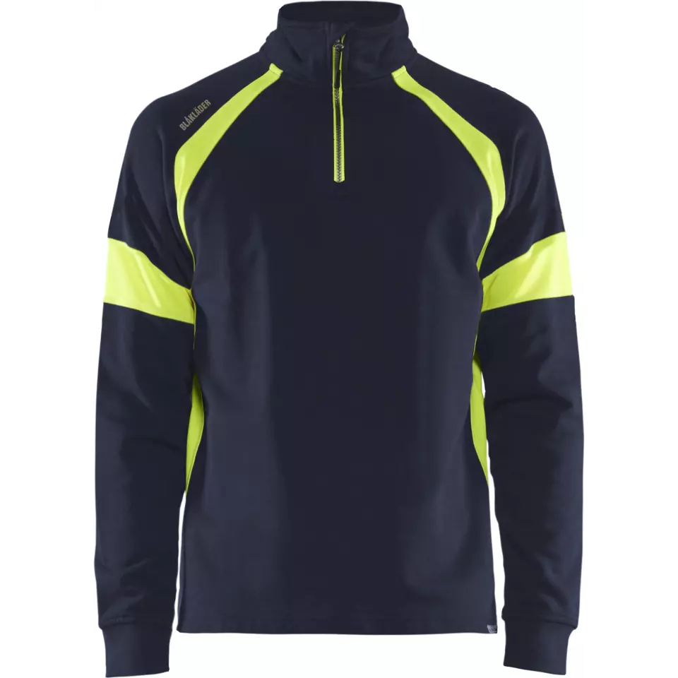 Blaklader 355011588933, Sweatshirt with High Vis Inserts, Navy/ Yellow, image 1, gallery thumbnail