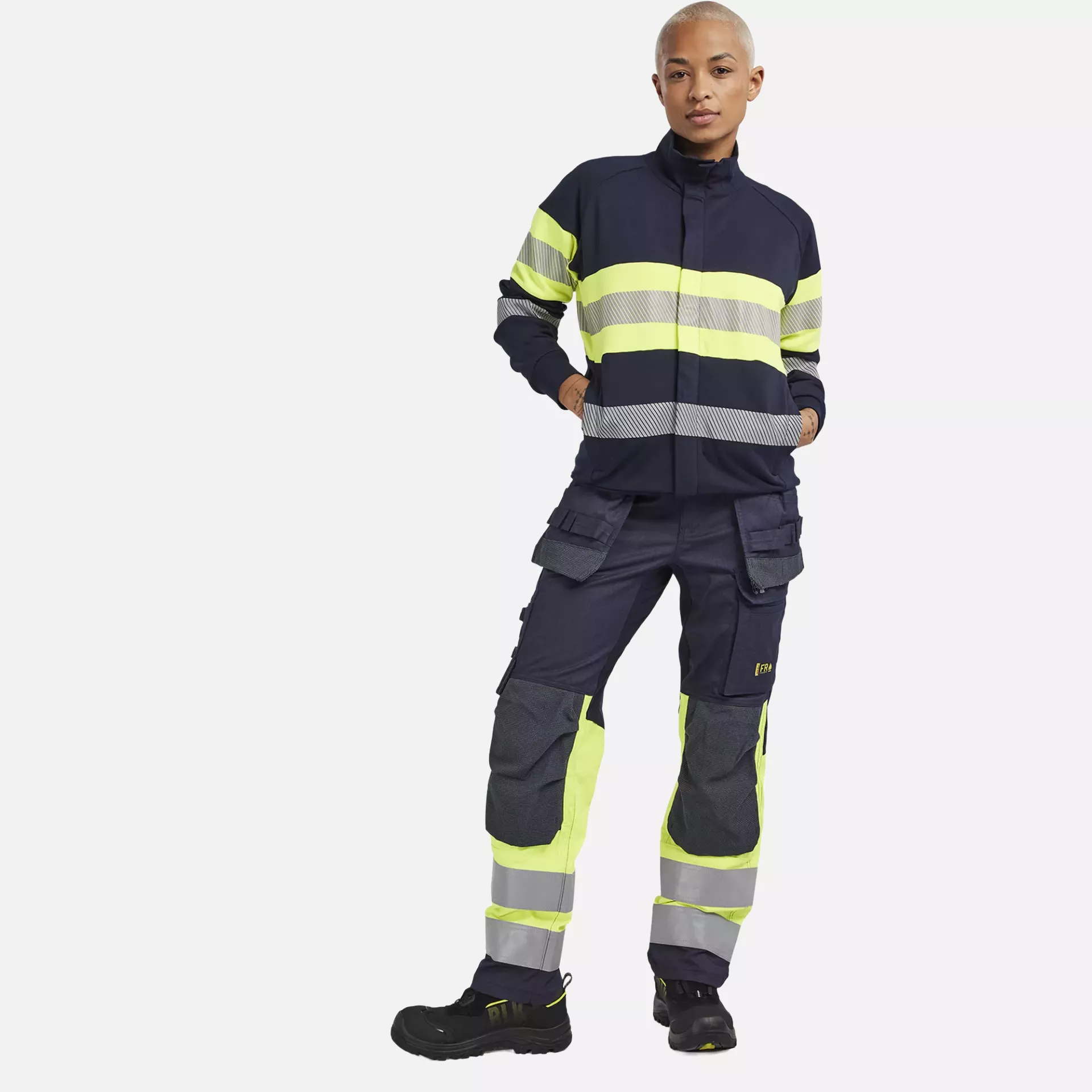 Blaklader 347217628933, Ladies Multinorm High Vis Sweatshirt with Zipper, Navy/Yellow, image 5