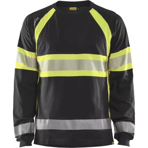 Blaklader Long Sleeve High Vis Shirt, Black/Yellow
