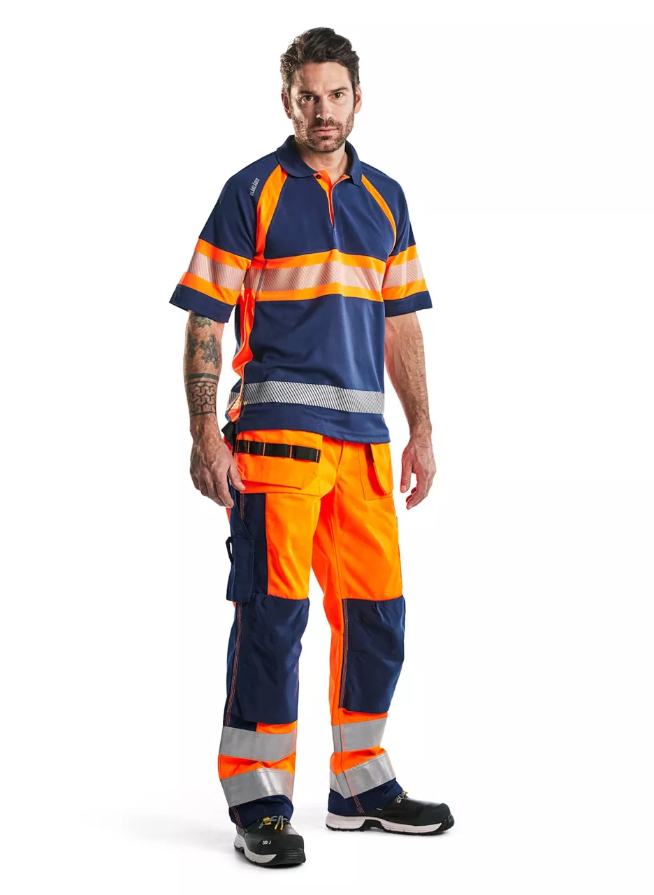 Blaklader 333810518953, High Vis UV Protection Polo Shirt, Navy Blue/Orange, image 5, gallery thumbnail