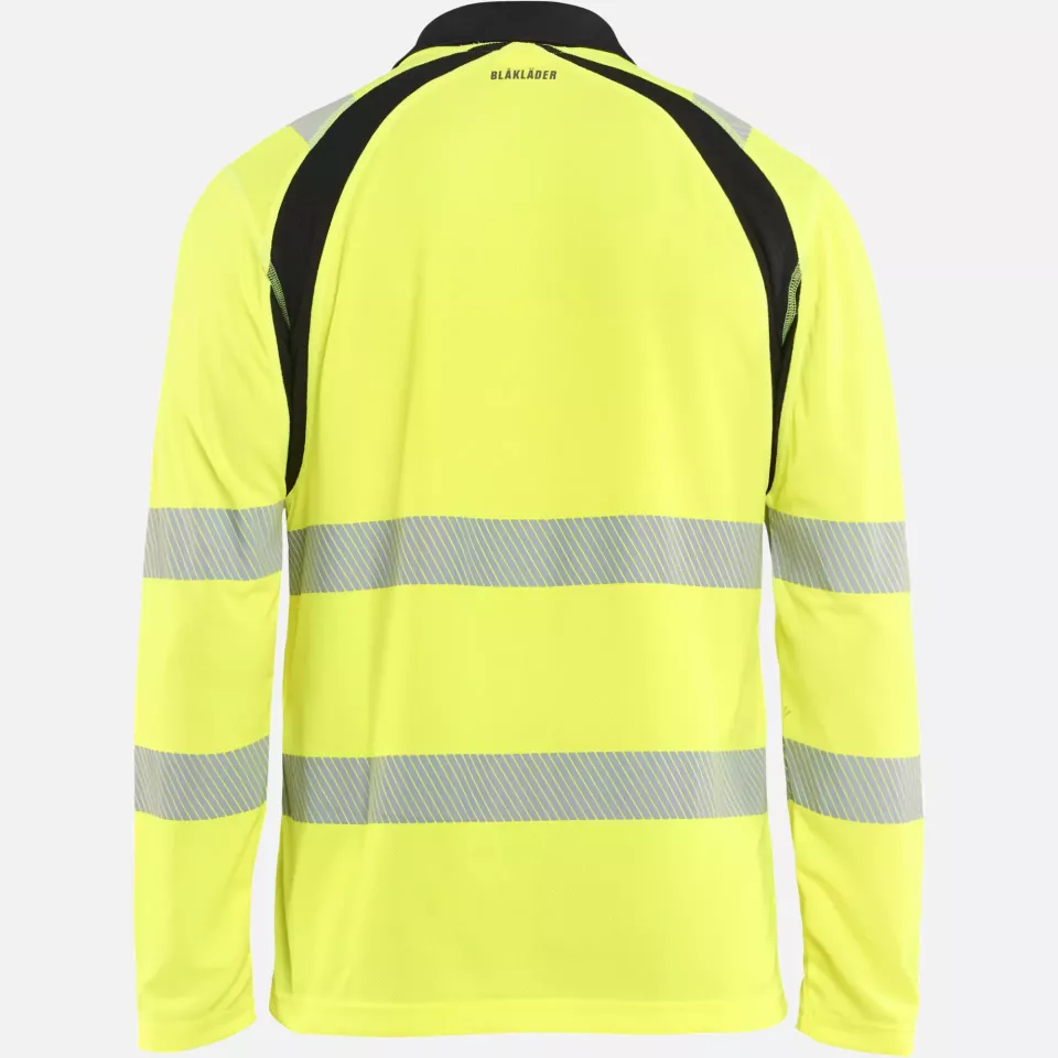 Blaklader 359810133399, High Vis UV Protection Long Sleeve Polo Shirt, Yellow/Black, image 4, gallery thumbnail