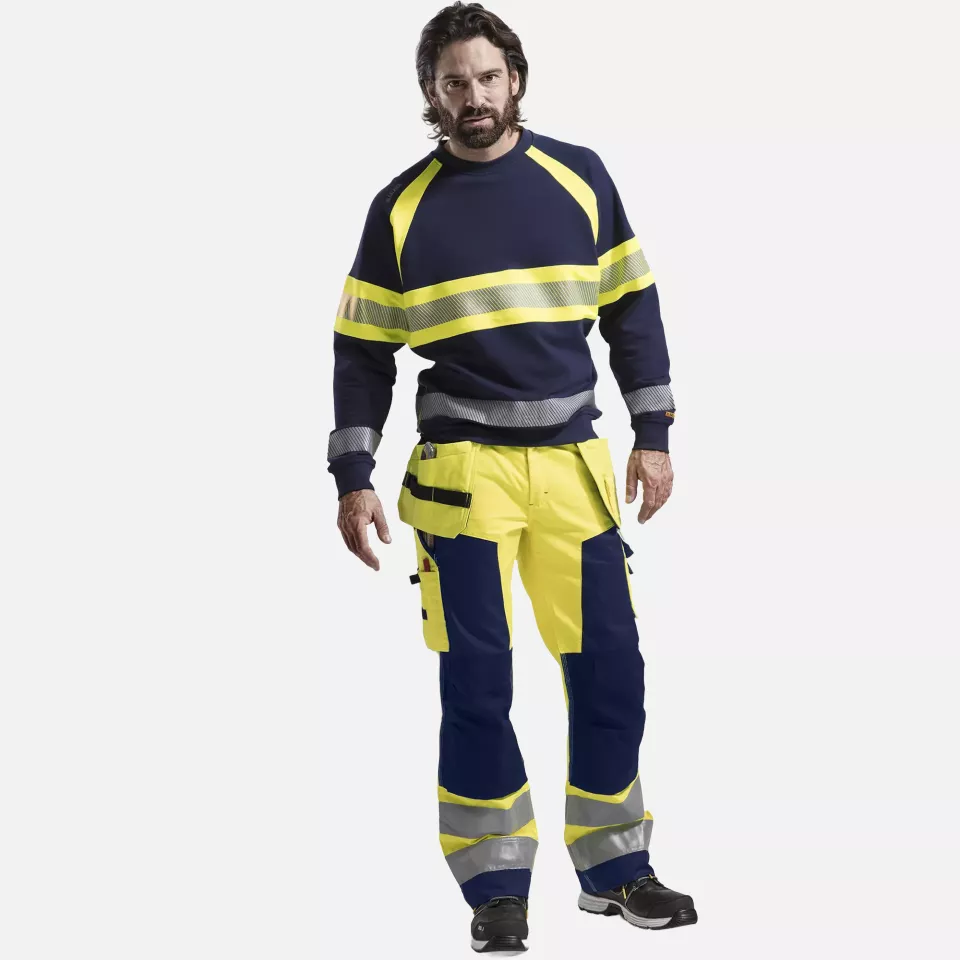 Blaklader 335911588933, High Vis Sweatshirt, Navy Blue/Yellow, image 5, gallery thumbnail