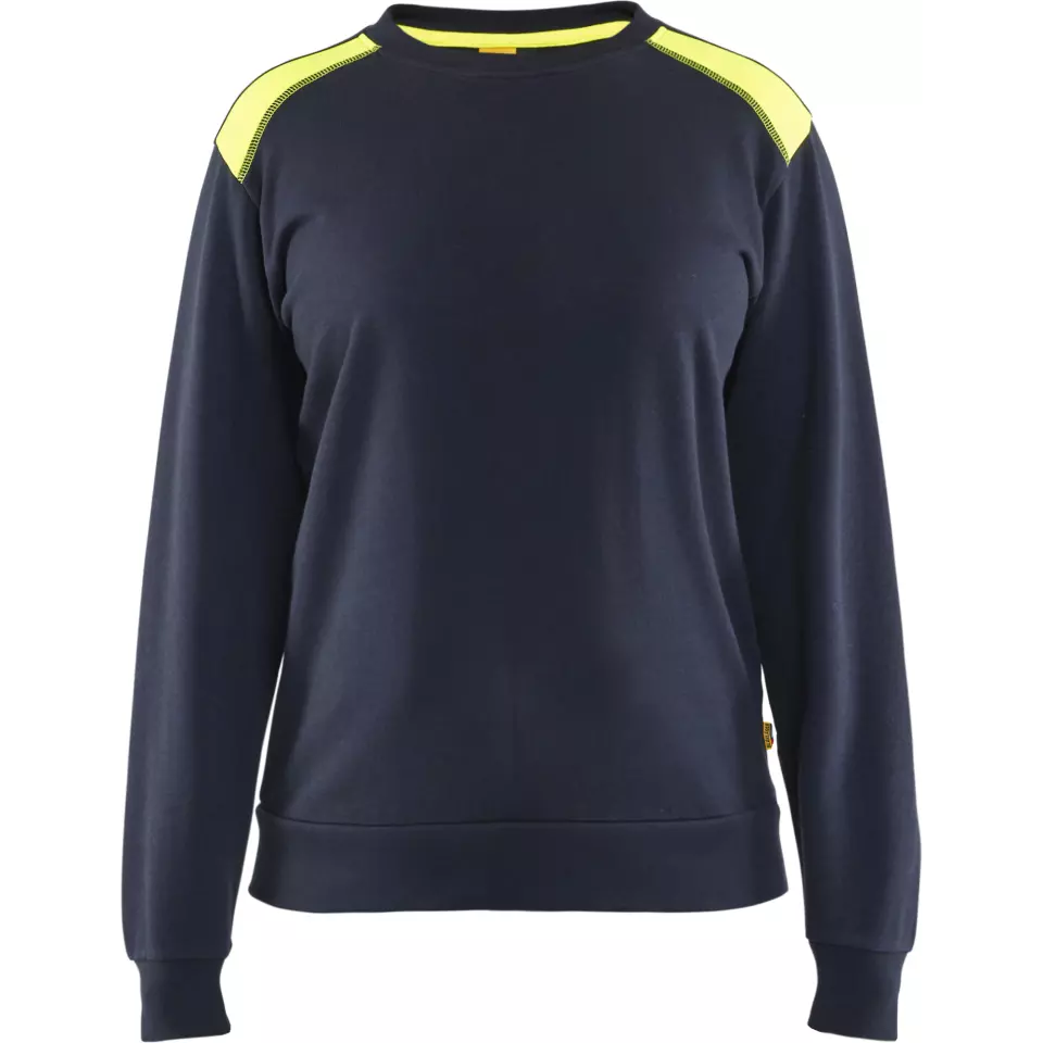 Blåkläder 340811588633, Women's Sweatshirt, Dark Navy/Yellow, image 1, gallery thumbnail