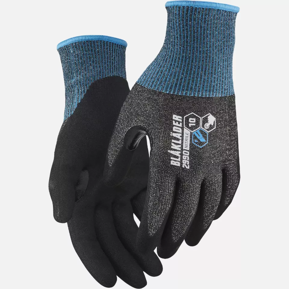 Blaklader 299014119900, F Touch Nitrile Dipped Cut Protection Glove, Black, image 1, gallery thumbnail