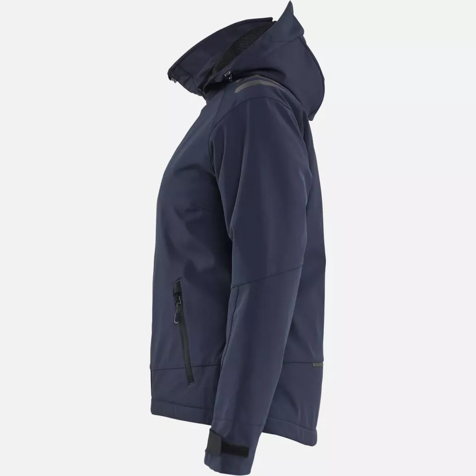 Blaklader 475125138633, Women's Lightly Lined Softshell Winter Jacket, Dark Navy/High Vis Yellow, image 3, gallery thumbnail