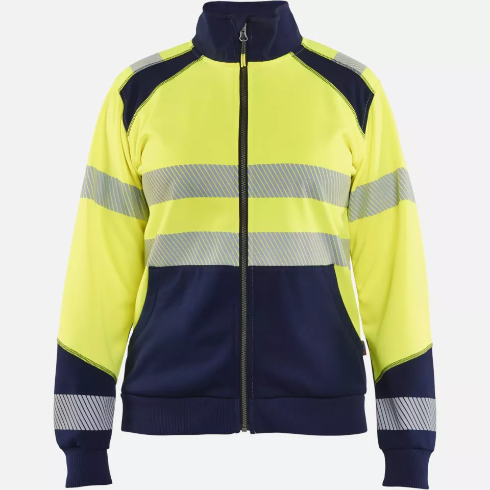 Blaklader 350825283389, High Vis Ladies Full Zip Sweatshirt, Yellow/Navy Blue, image 1, gallery thumbnail