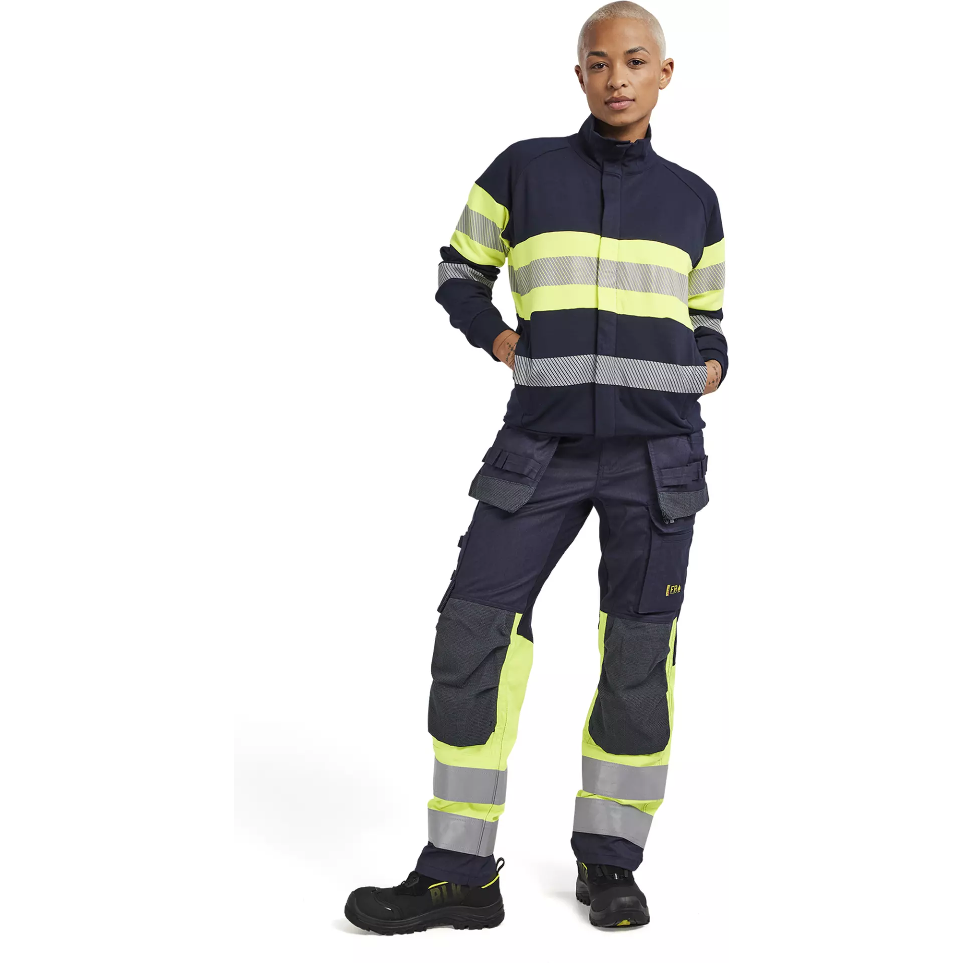 Blåkläder 347217628933, Ladies Multinorm high vis sweatshirt with zipper, navy blue/ yellow, image 5