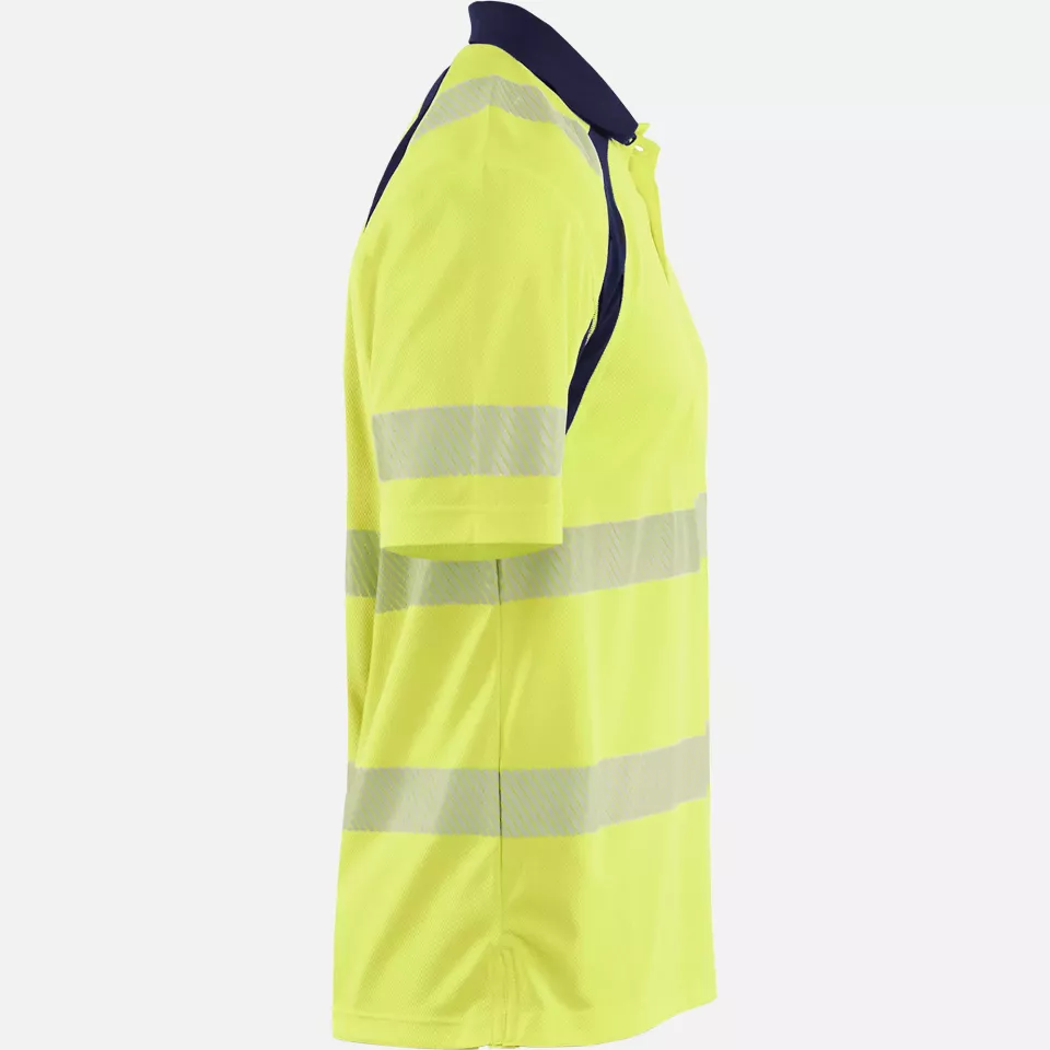 Blaklader 359510133389, High Vis UV Protection Polo Shirt, Yellow/Navy Blue, image 2, gallery thumbnail
