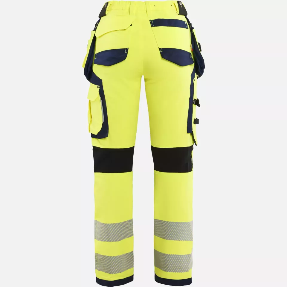 Blaklader 719716423389, High Vis Ladies 4-Way Stretch Work Trousers, Yellow/Navy Blue, image 4, gallery thumbnail
